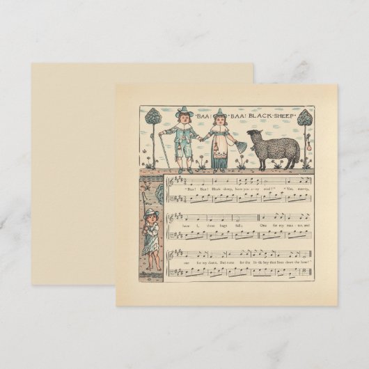Carte Walter Crane Baa Baa Mouton Noir Comptine (Devant / Derrière)