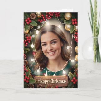 Carte Warm & Bright Family Photo Christmas Card Dark