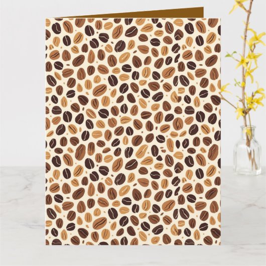 Carte Warm Coffee Bean Roast Tones Seamless Pattern (Fleur jaune)