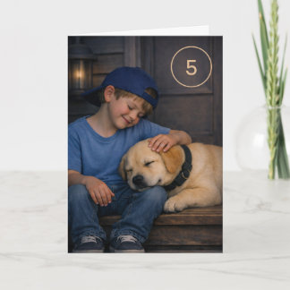 Carte Warm Moments Boy and Dog Birthday Card