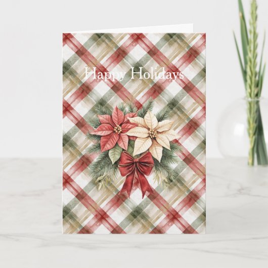 Carte Warm Red Green Cream Christmas Floral (Devant)