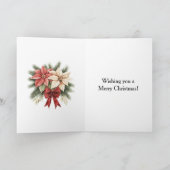 Carte Warm Red Green Cream Christmas Floral (Intérieur)