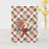 Carte Warm Red Green Cream Christmas Floral (Fleur jaune)