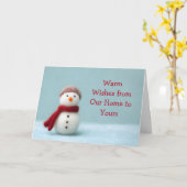 Carte 🎄 Warm Wishes Felt Snowman Holiday Card ❄️ (Fleur jaune)
