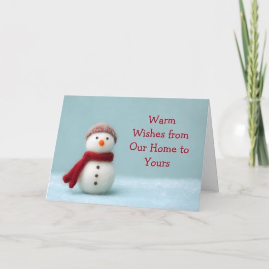 Carte 🎄 Warm Wishes Felt Snowman Holiday Card ❄️ (Devant)