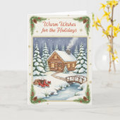 Carte Warm Wishes for the Holidays Folded Greeting Card (Fleur jaune)