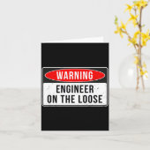 Carte Warning Sign - Engineer On The Loose Funny Job Quo (Fleur jaune)
