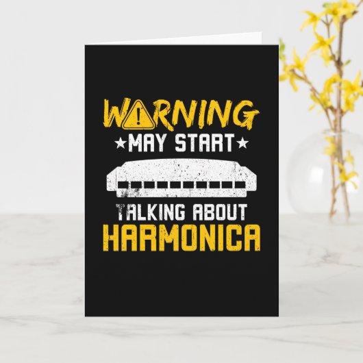 Carte Warning Start Talking About Harmonica (Fleur jaune)
