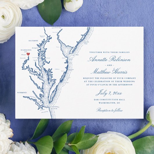 Carte Washington DC Élégant Mariage de marine