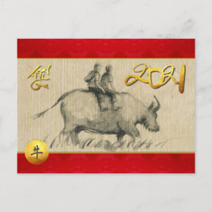 Carte Water Buffalo Children Chinese Ox Année 2021