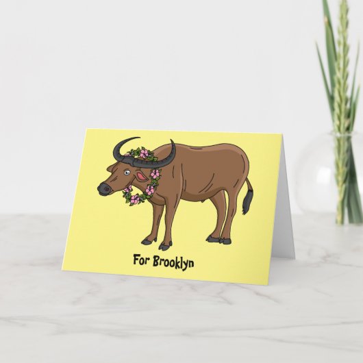Carte Water buffalo with flowers (Devant)