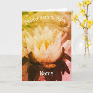 Carte Water Lily Lotus Floral Art Personnalisé Anniversa