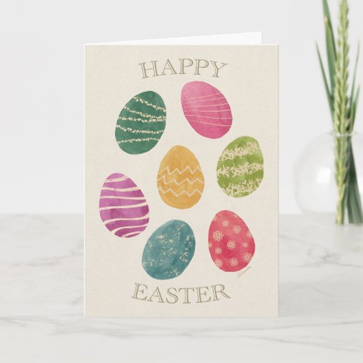 Carte Watercolor Abstract Easter Egg Greeting Card (Devant)