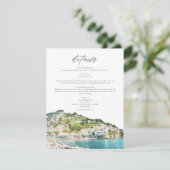 Carte Watercolor Amalfi Coast Skyline Détails de l (Debout devant)