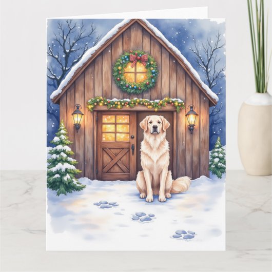 Carte Watercolor Anatolian Shepherd Dog Rustic Barn (Devant)