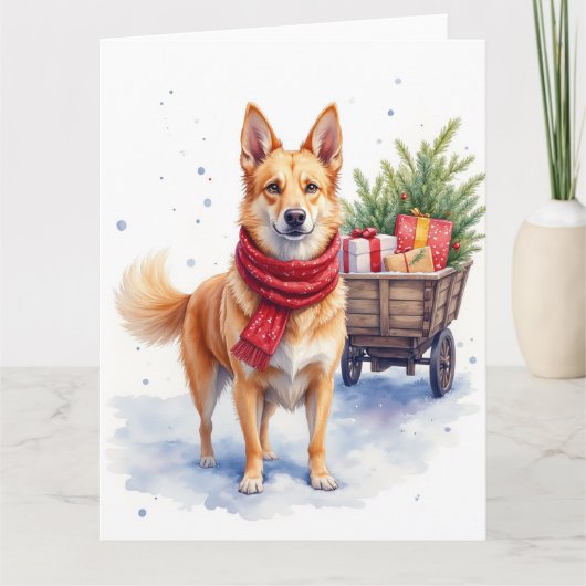 Carte Watercolor Australian Stumpy Tail Cattle Dog (Devant)