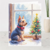 Carte Watercolor Australian Terrier Tabletop Christmas (Devant)