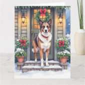 Carte Watercolor Beauceron Rustic Porch Christmas (Devant)