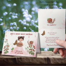 Watercolor Berry Sweet Girl Birthday Card