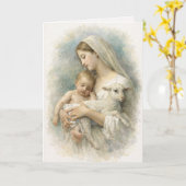 Carte Watercolor Blessed Virgin Mary Jesus Lamb (Fleur jaune)