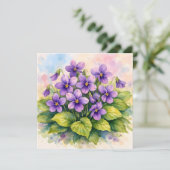 Carte Watercolor Blooming Purple Violets  (Debout devant)