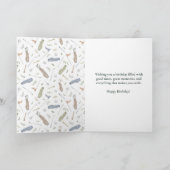 Carte Watercolor Blue Green Golf Pattern Happy Birthday (Intérieur)