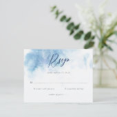 Carte Watercolor Blue Winter Wedding RSVP Card (Debout devant)