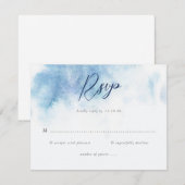 Carte Watercolor Blue Winter Wedding RSVP Card (Devant / Derrière)
