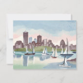 Carte Watercolor Boston Harbour Massachusetts (Devant)