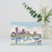 Carte Watercolor Boston Harbour Massachusetts (Debout devant)