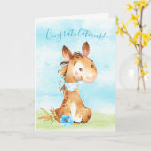Carte Watercolor Boy Horse Farm Félicitations (Fleur jaune)