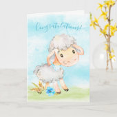 Carte Watercolor Boy Sheep Farm (Fleur jaune)