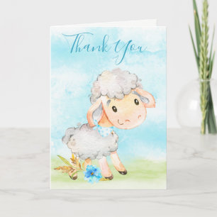 Carte Watercolor Boy Sheep Farm