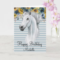 Watercolor Cheval Head Joyeux Anniversaire Tournes