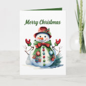 Carte Watercolor Christmas snowman ajouter un texte (Devant)