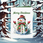 Carte Watercolor Christmas snowman ajouter un texte<br><div class="desc">Watercolor Christmas snowman ajouter le texte Carte (</div>