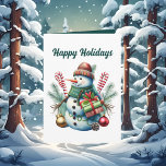 Carte Watercolor Christmas snowman ajouter un texte<br><div class="desc">Watercolor Christmas snowman ajouter le texte Carte</div>