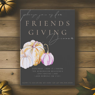 Carte Watercolor Citrouille Friendsgiving Diner Invitati