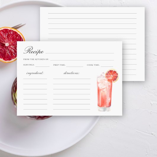 Carte Watercolor citrus cocktail Bridal shower