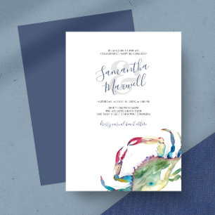 Carte Watercolor Coastal Crab Engagement Party