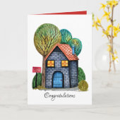 Carte Watercolor cute Home Sweet Home Art (Fleur jaune)