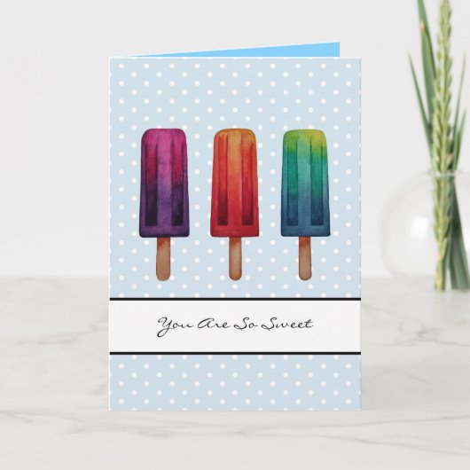 Carte Watercolor Cute Popsicle Glaces Creams (Devant)