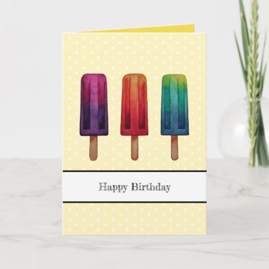 Carte Watercolor Cute Popsicle Glaces Creams (Devant)