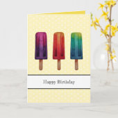 Carte Watercolor Cute Popsicle Glaces Creams (Fleur jaune)