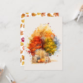 Carte Watercolor Fall Chien Design - Golden Retriever (Devant/Arrière en situation)