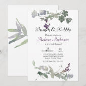 Carte Watercolor Fleurs sauvages Lavender Bridal Brunch (Devant / Derrière)