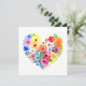 Carte Watercolor Floral Heart Wreath (Debout devant)