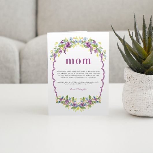 Carte Watercolor Floral Mother’s Day Definition