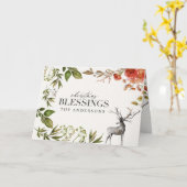 Carte Watercolor foliage stag photo Christmas (Fleur jaune)