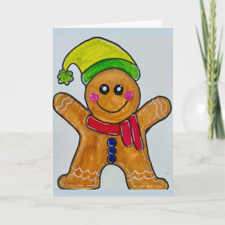 Carte Watercolor Gingerbread Man Blank Greeting